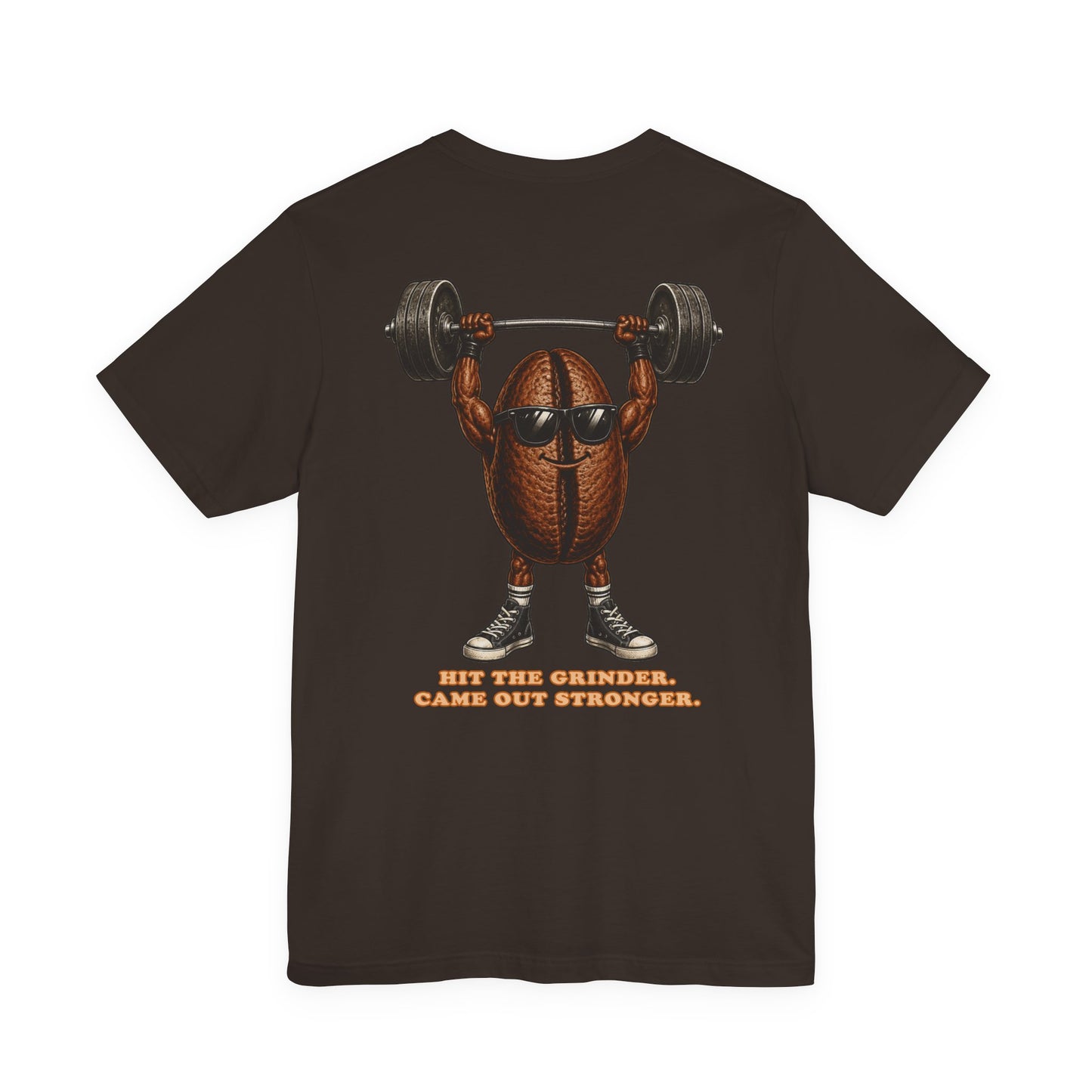 Coffee Bean Weightlifting T‑Shirt — "Hit the Grinder, Came Out Stronger"