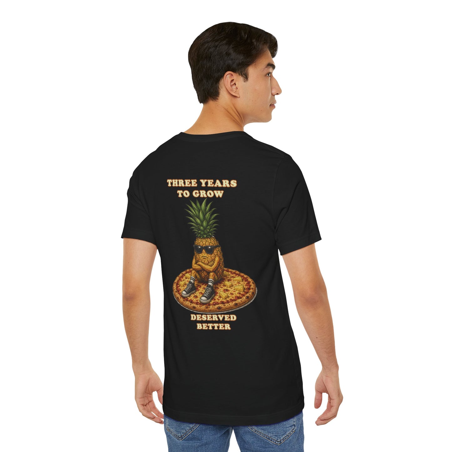 Pineapple Pizza Graphic Tee — "Three Years to Grow" Retro Cool Casual Shirt