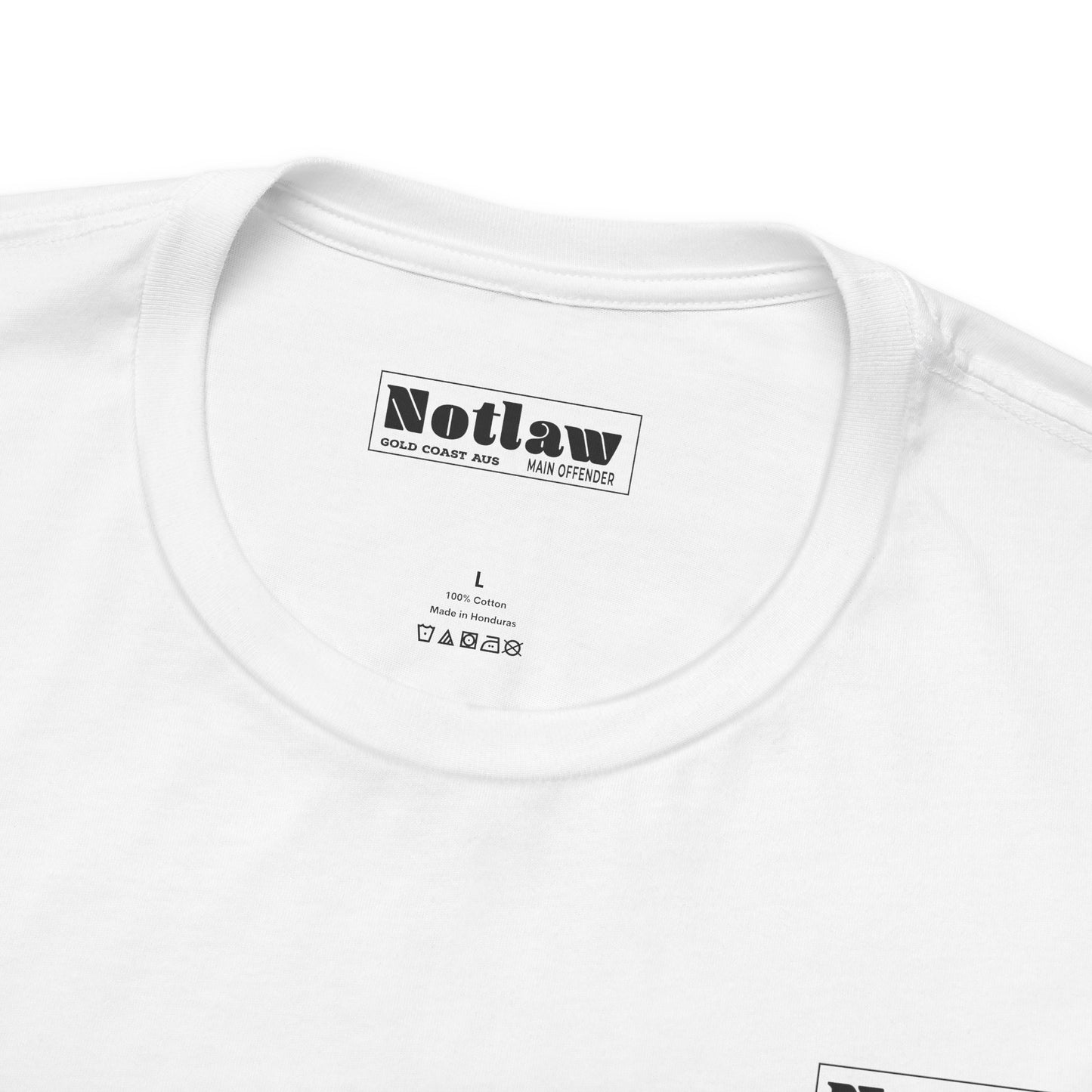 Coffee Bean Weightlifting Tee — "Notlaw" Chest Text, Strong Coffee Mascot Back