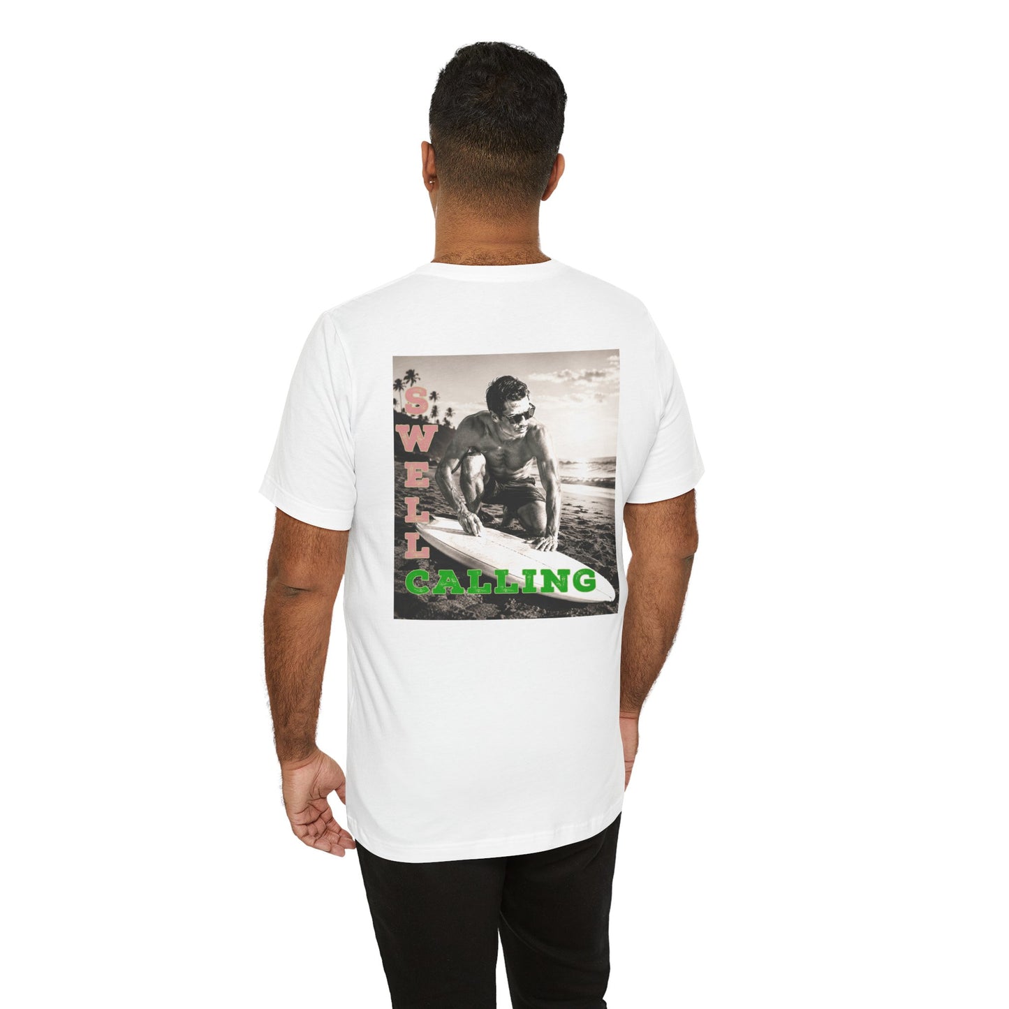 SWELL CALLING Vintage Surfer Graphic T-Shirt - WHITE VERSION