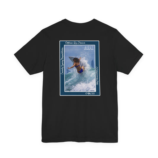 Surfing Photo Graphic Tee — 'Choose Your Wave' Back Print