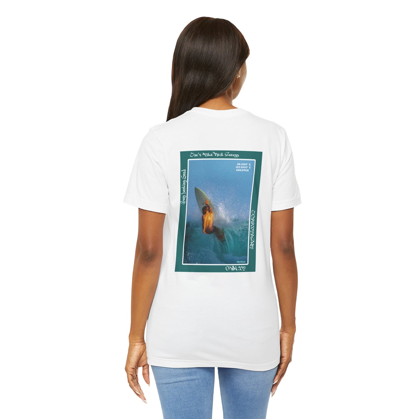 CAN'T FAKE REAL ENERGY— Vintage Surfer Graphic Short Sleeve T-Shirt